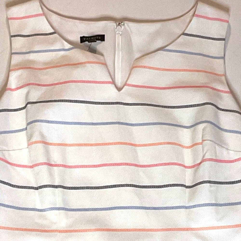 TALBOTS rainbow stripe cotton white Biscay sheath dress pastel NWT 8 preppy pink - Picture 4 of 10